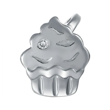 Серьга-пусета Кекс из серебра с фианитом