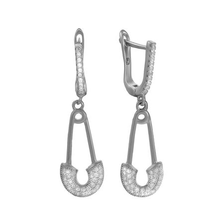 Серьги Булавка из серебра с фианитами