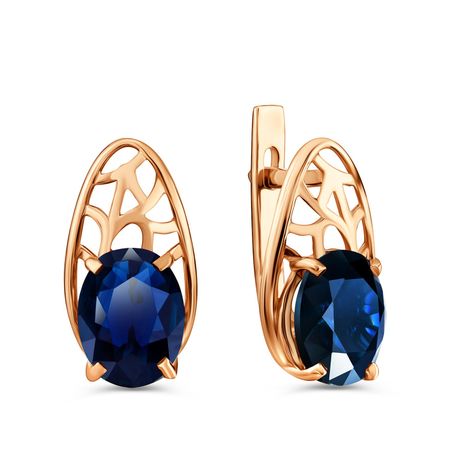 Серебряные серьги с ювелирными кристаллами и позолотой