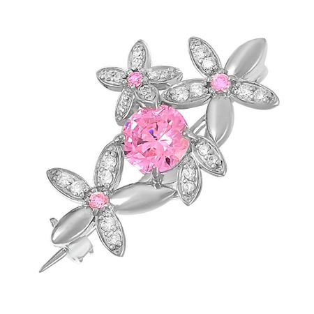 Брошь Цветок из серебра с фианитами