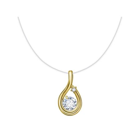 Колье на леске с серебряной подвеской с фианитами и позолотой