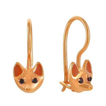 Серьги детские Лиса из серебра с эмалью и фианитами лиса и дрозд