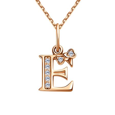 Серебряная подвеска буква Е с фианитами и позолотой