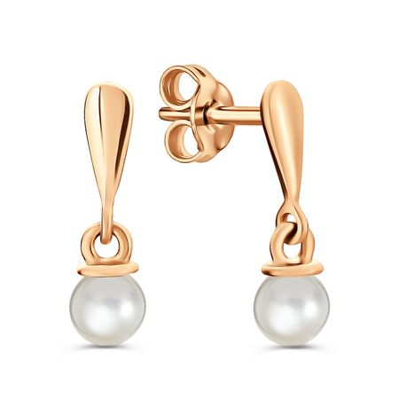 Серебряные серьги с жемчугом SWAROVSKI и позолотой