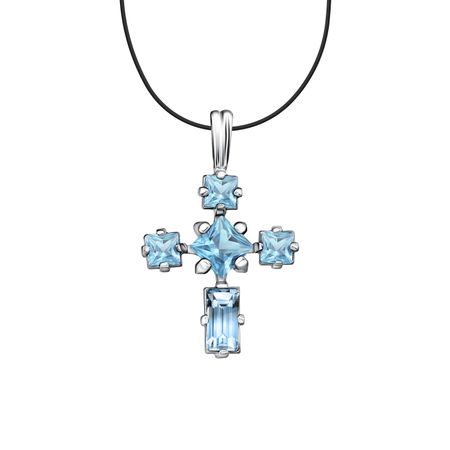 Серебряная подвеска Крест с ювелирными кристаллами и родированием