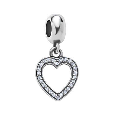 Серебряный шарм Сердце с фианитами и чернением