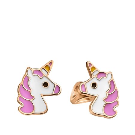 Серьги-пусеты детские Единорог из серебра с эмалью шкатулка круглая единорог металл 6см 12 09412 03087 12