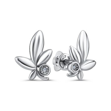 Серебряные серьги с бриллиантами и родированием