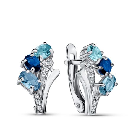 Серебряные серьги с алпанитами и фианитами