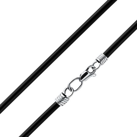 Каучуковый шнурок с серебряным замком и чернением