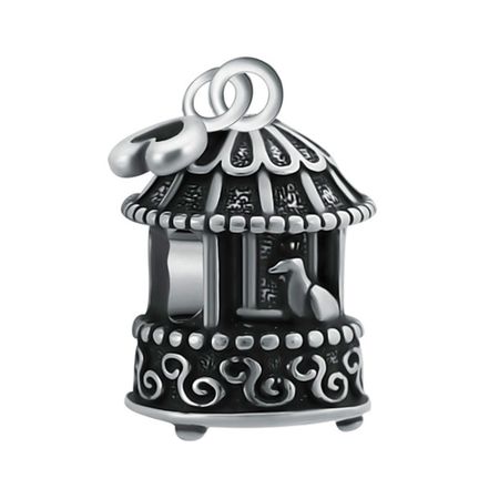 Подвеска-шарм Птица в клетке из серебра