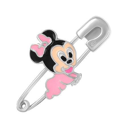 Брошь-булавка Минни Маус из серебра с эмалью