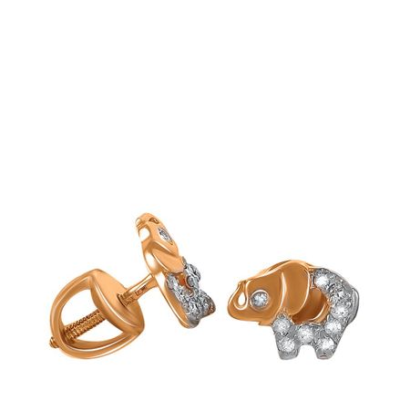 Серьги-пусеты Слон из золота с бриллиантами украшения слон синего а из смолы