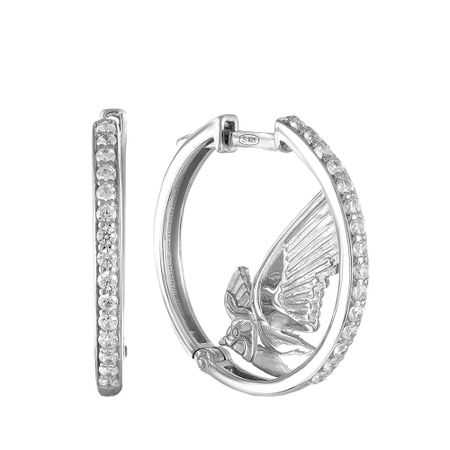 Серьги Птица из серебра с фианитами конфета акконд птица дивная в шоколадной глазури 40 г