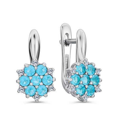 Серебряные серьги с алпанитами и фианитами с родированием