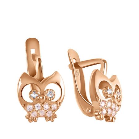 Серьги детские Сова из серебра с алпанитами и фианитами