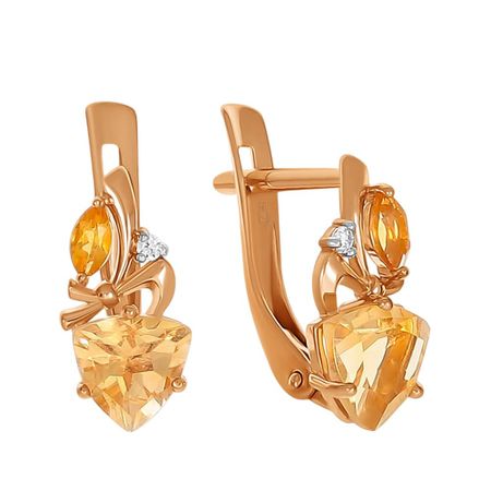 Серьги TALANT из золота с цитринами и фианитами