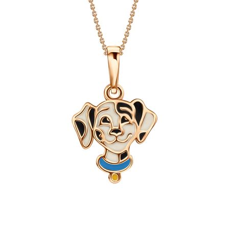 Золотая детская подвеска Собака с эмалью