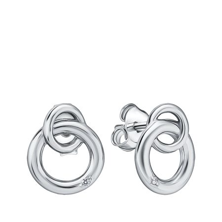 Серебряные серьги с бриллиантами и платинированием