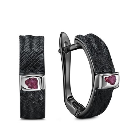 Серебряные серьги с корундами и родированием