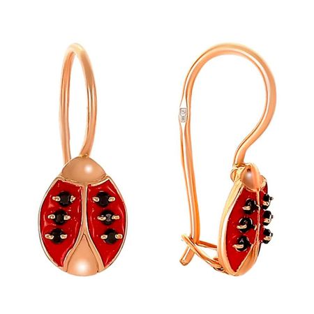 Золотые детские серьги с эмалью и фианитами