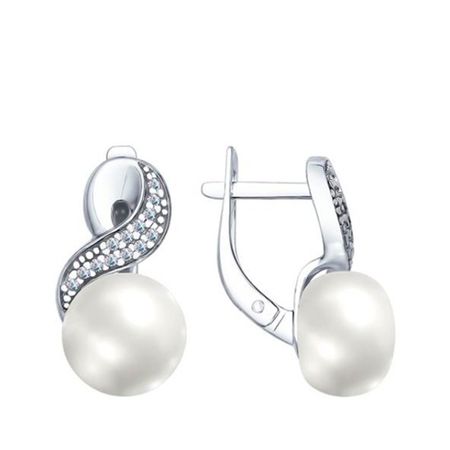 Серьги SOKOLOV из серебра с жемчугом и фианитами
