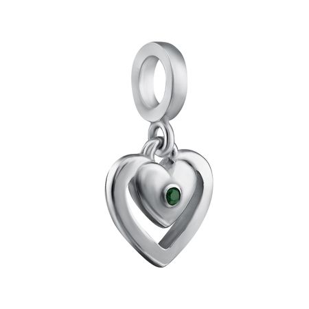Серебряный шарм Сердце с фианитом и родированием
