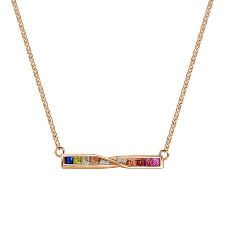 Серебряное колье со шпинелью и фианитами с позолотой