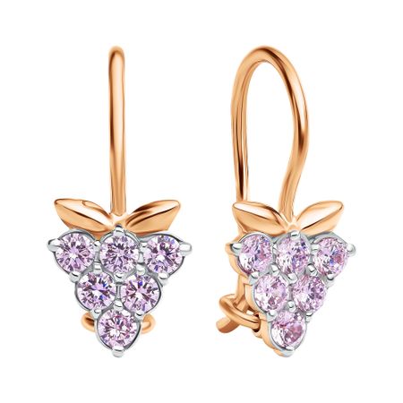 Золотые детские серьги Ягода с фианитами