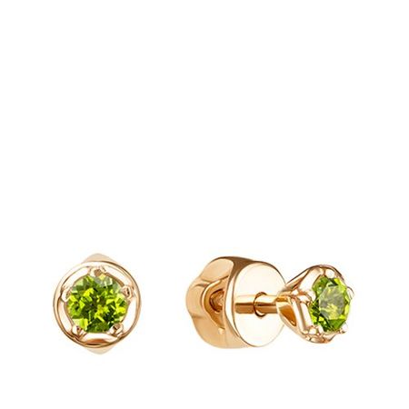 Золотые серьги с хризолитом