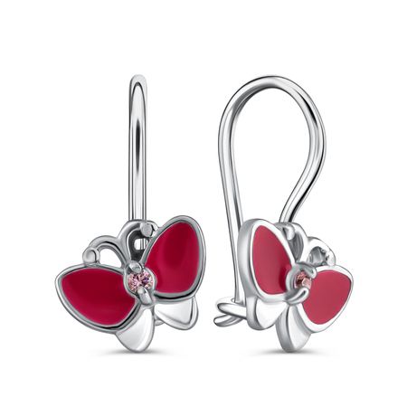 Серебряные детские серьги Бабочка с эмалью и фианитами с родированием мебельные петли naierdi мини бабочка бронзовые золотые серебряные 30 шт