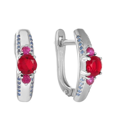 Серебряные детские серьги с ювелирными кристаллами и фианитами с родированием