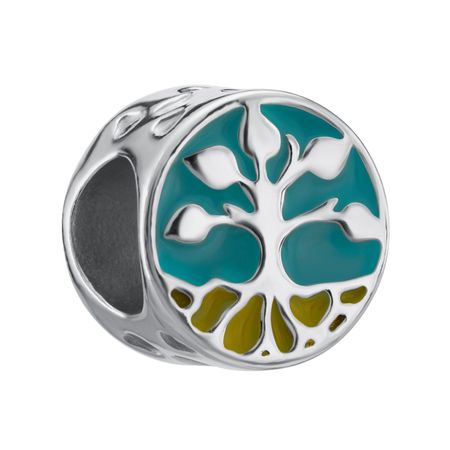 Серебряный шарм Дерево с эмалью хру ное денежное дерево