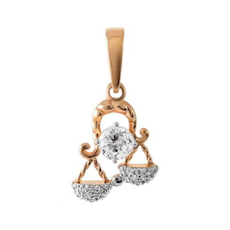 Золотая подвеска с фианитами со знаком зодиака Весы