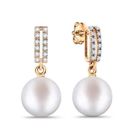 Золотые серьги с жемчугом и бриллиантами