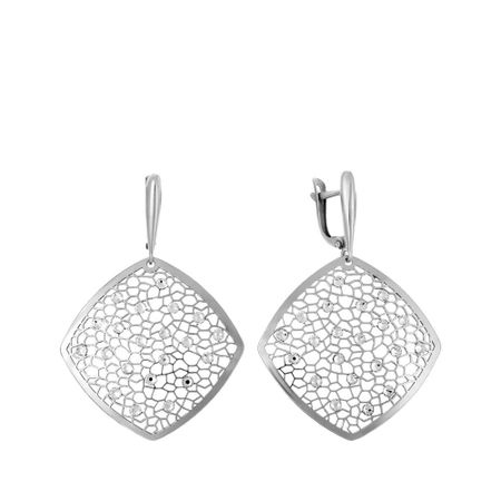 Серебряные серьги со стразами и родированием