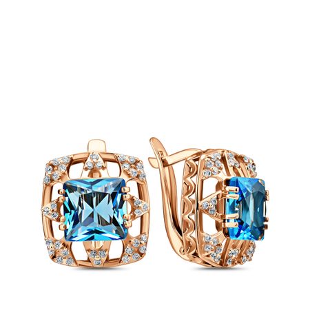 Серебряные серьги с алпанитами и фианитами с позолотой