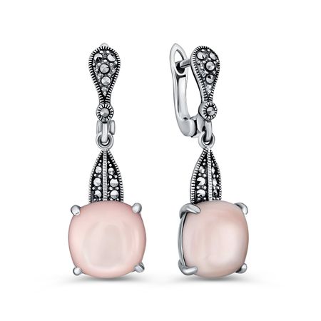 Серебряные серьги с перламутром и марказитами