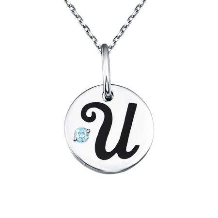 Серебряная подвеска буква И с London топазом и родированием