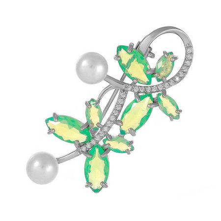 Серебряная брошь с жемчугом и лунным камнем с фианитами пазл cherry pazzi над лунным горизонтом 1000 деталей