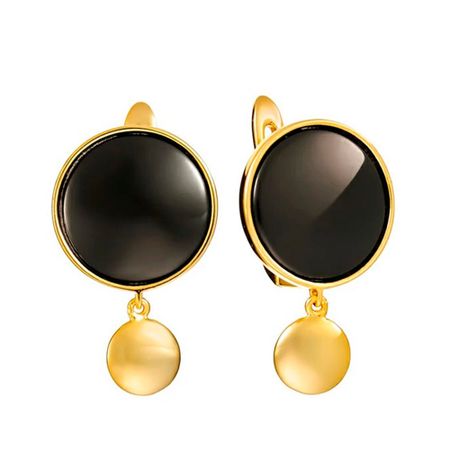 Серебряные серьги с керамикой и позолотой