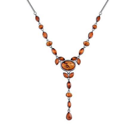 Серебряное колье с янтарем