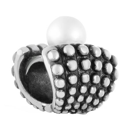 Серебряный шарм Ракушка с жемчугом и чернением радужный флюорит морская ракушка