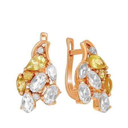 Золотые серьги с аметистами и топазами с бриллиантами