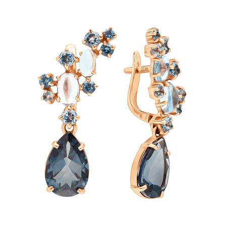 Золотые серьги с London топазами