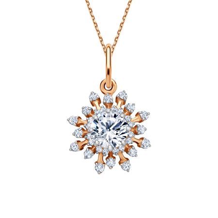 Золотая подвеска Снежинка с фианитами