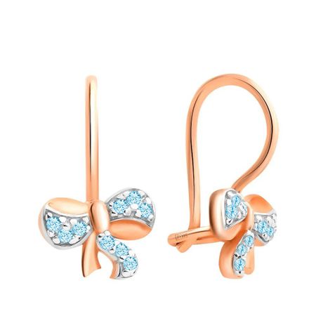 Золотые детские серьги Бант с фианитами