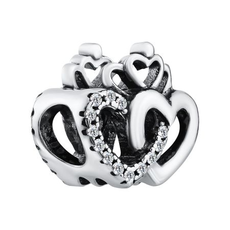 Серебряный шарм Сердце с фианитами и чернением