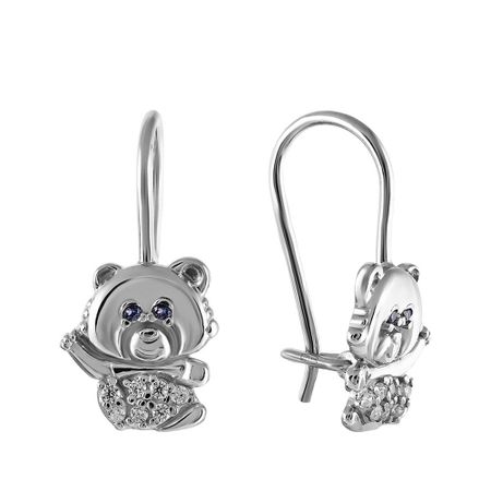 Серьги детские TALANT Медведь из серебра с фианитами маша и медведь