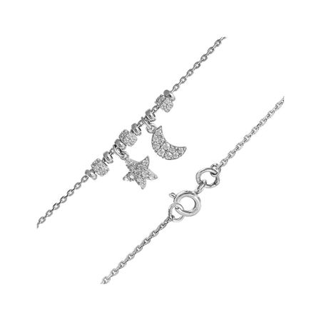 Серебряный браслет на ногу Звезда и Месяц с фианитами и родированием фредерик брукс мифический человеко месяц или как создаются программные системы